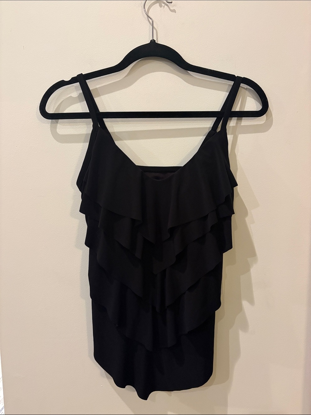 Trimshaper Black RACHEL Layered Tankini Top,Size 8,NWT